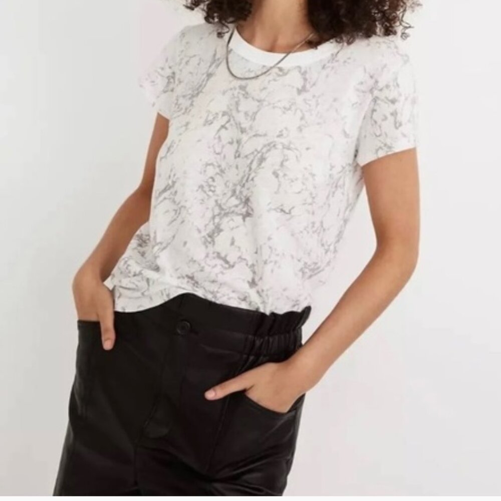 NWT MADEWELL Women's White Marble Perfect Vintage T-shirt Sz Small - Picture 2 of 7